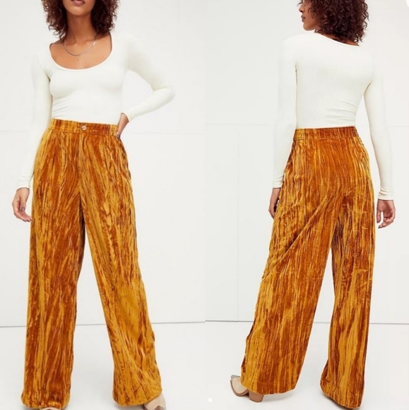 Free People Pants - New Free People Runaway Velvet Wide Leg Pants Size 2
